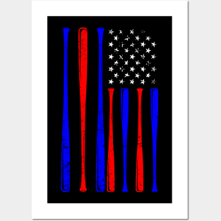 American Flag Baseball Team Posters and Art